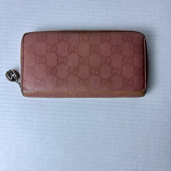 GUCCI Guccissima Leather Zip Around Wallet Pink - Picture 12 of 14